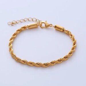 18K Gold Plated Rope Bracelet Set (17cm)